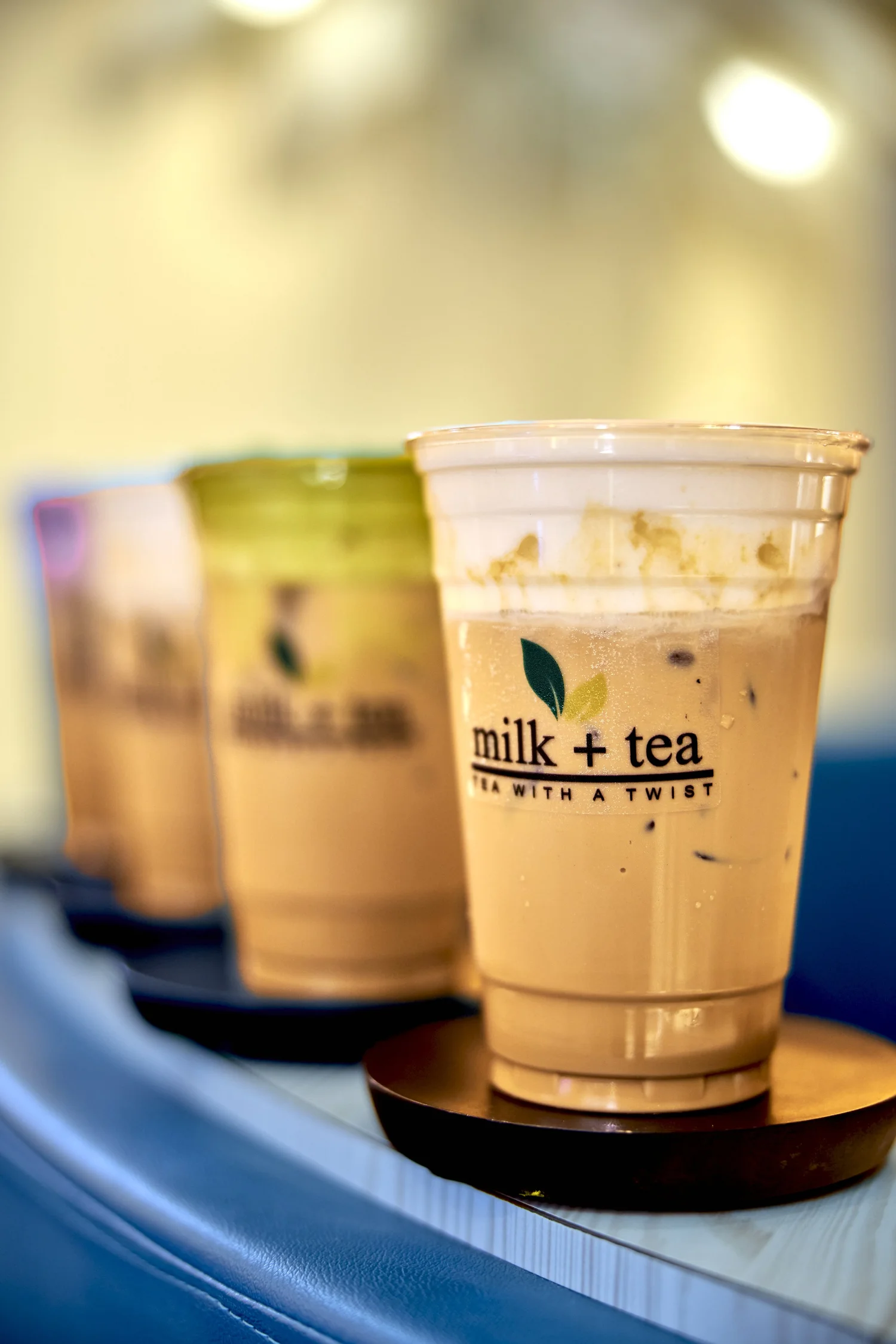 A freshly made milk + tea drink
